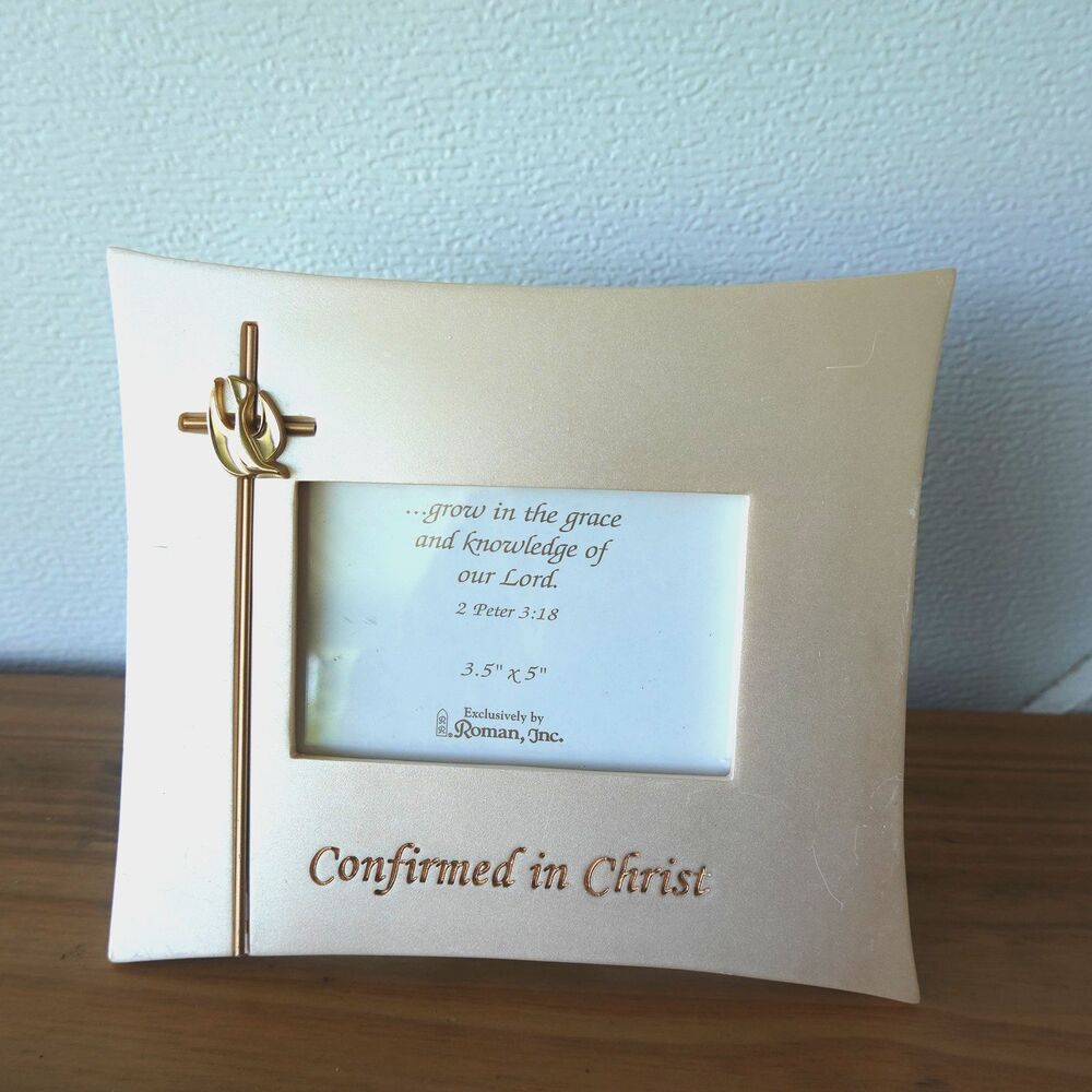 CONFIRMED IN CHRIST GLASS PICTURE FRAME BY ROMAN INC. Religious Cross Photo